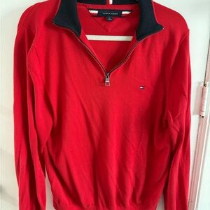 Tommy Hilfiger Men's Red Zip-Up Sweater